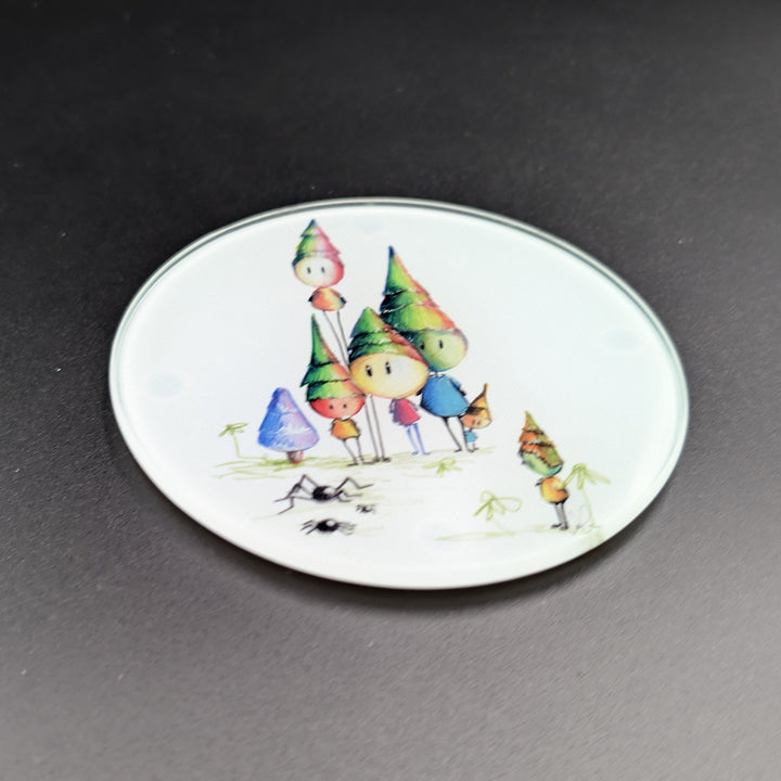 Die Waldis Volane Glas Untersetzer 10cm rund Bierdeckel - ButtwichGlas - Untersetzer rundGlasIllustrationMade by Buttwich