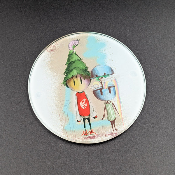 Wolkenkopf Volane Glas Untersetzer 10cm rund Bierdeckel - ButtwichGlas - Untersetzer rundGlasIllustrationMade by Buttwich