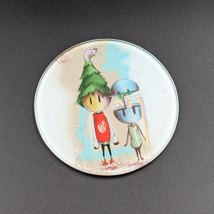 Wolkenkopf Volane Glas Untersetzer 10cm rund Bierdeckel - ButtwichGlas - Untersetzer rundGlasIllustrationMade by Buttwich