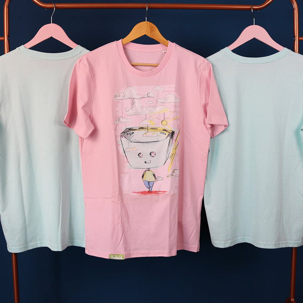 Wolkenschmolken rosa Volane Illustration | Premium Organic Unisex Shirt - ButtwichCreator T-Shirt ST/STBaumwolleDamenHerren