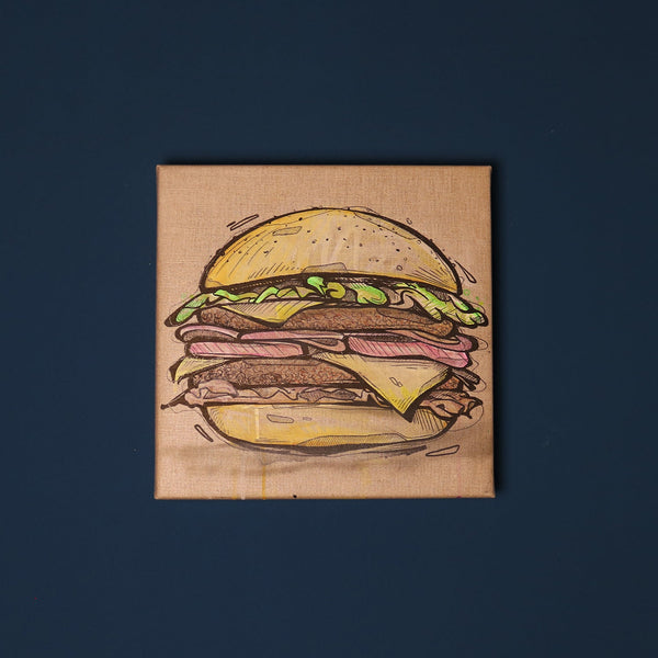 BurgerWurger | 40 x 40 cm | Louis Beton | Leinwand auf Keilrahmen - ButtwichLeinwandKeilrahmenLeinwandLouis Beton