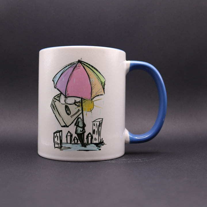 Volane Sammeltasse "Sonniger Regentag" limitiert zweifarbig Keramik 340ml Made by Buttwich - ButtwichTasseBecherIllustrationKaffeetasse